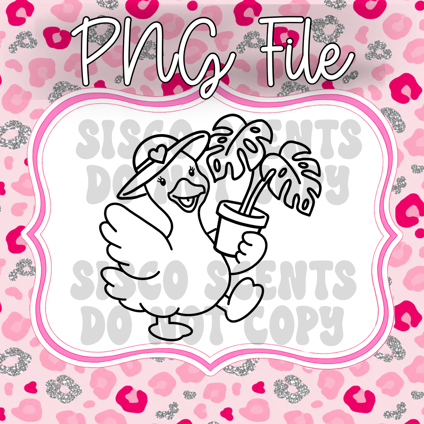 Goose With Monstera PNG Digital Download