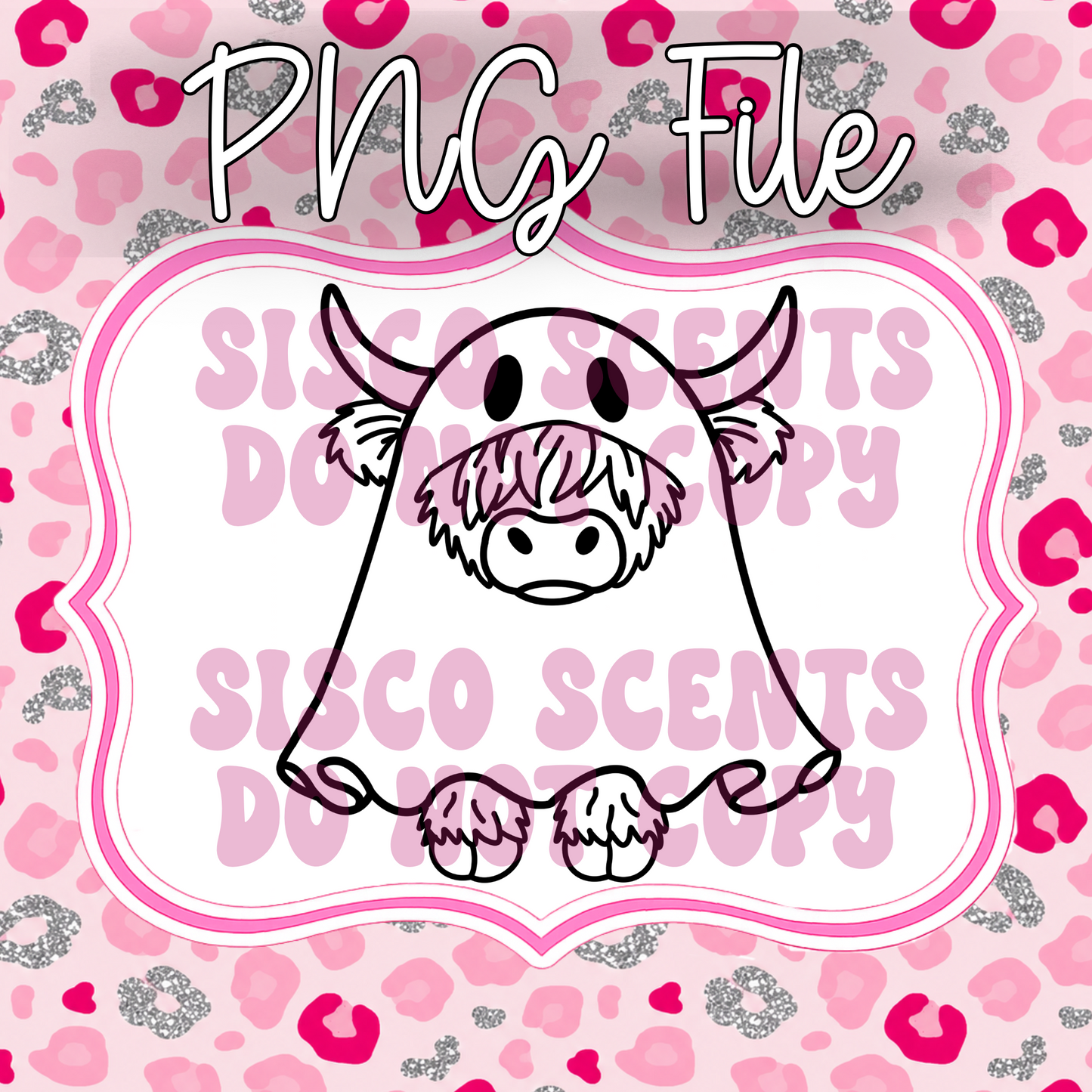 Highland Cow Ghost PNG Digital Download