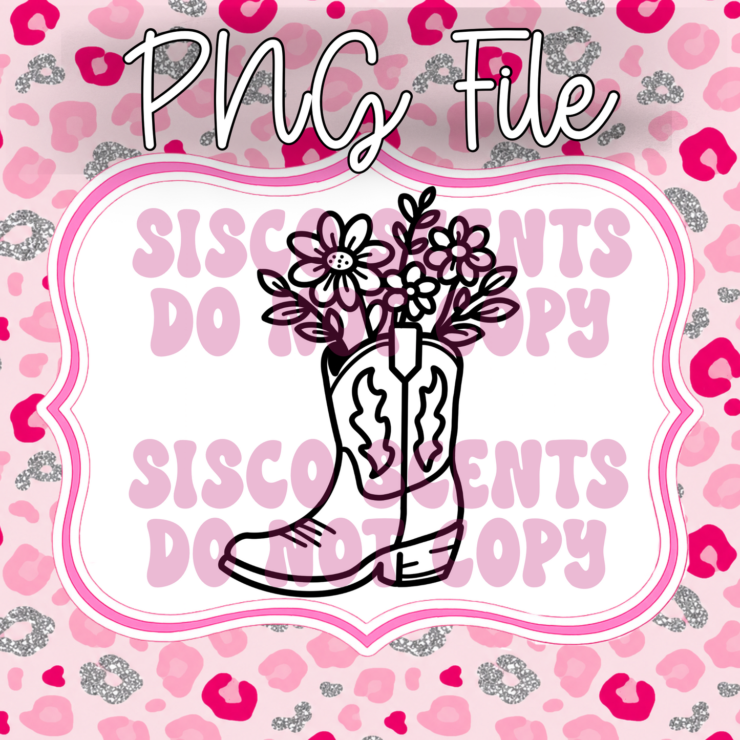 Boot With Flowers PNG Digital Download