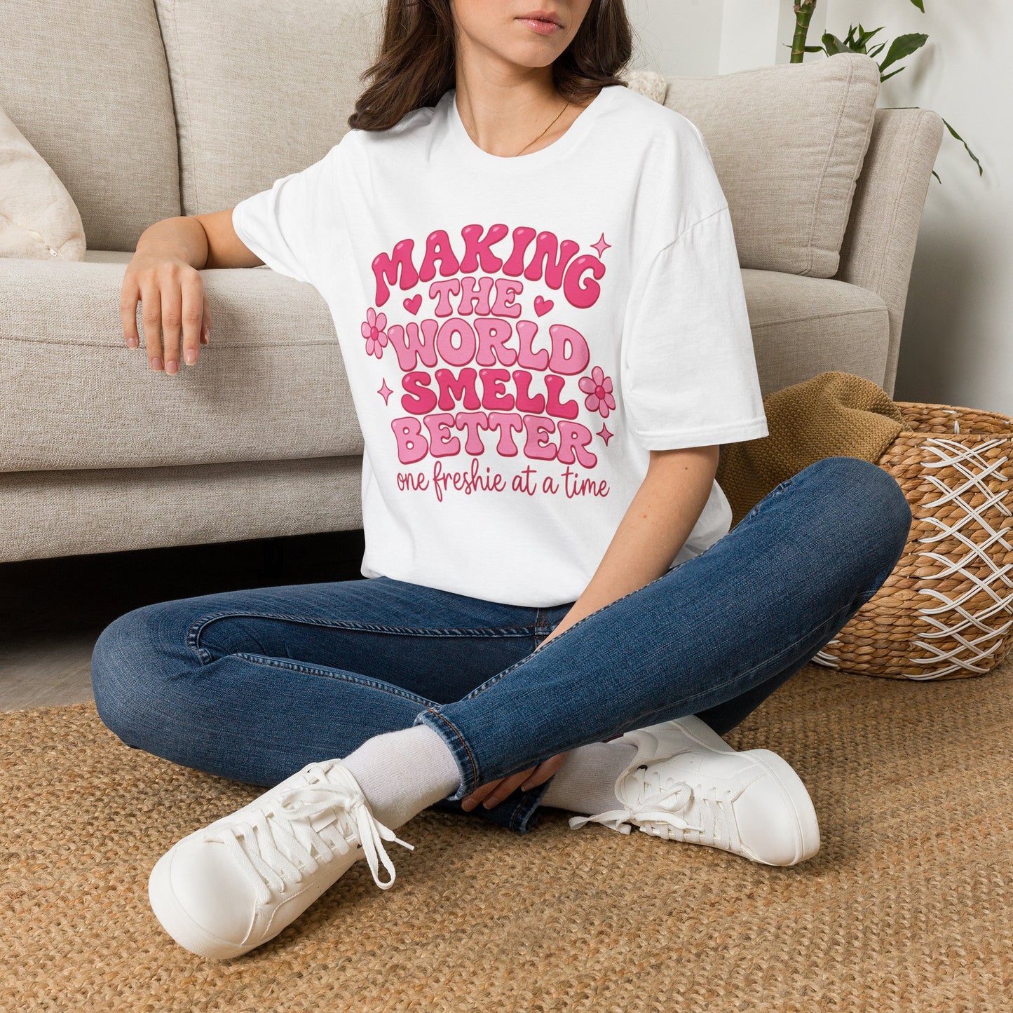 Making the World Smell Better T-Shirt — Retro Floral Aromatherapy Tee