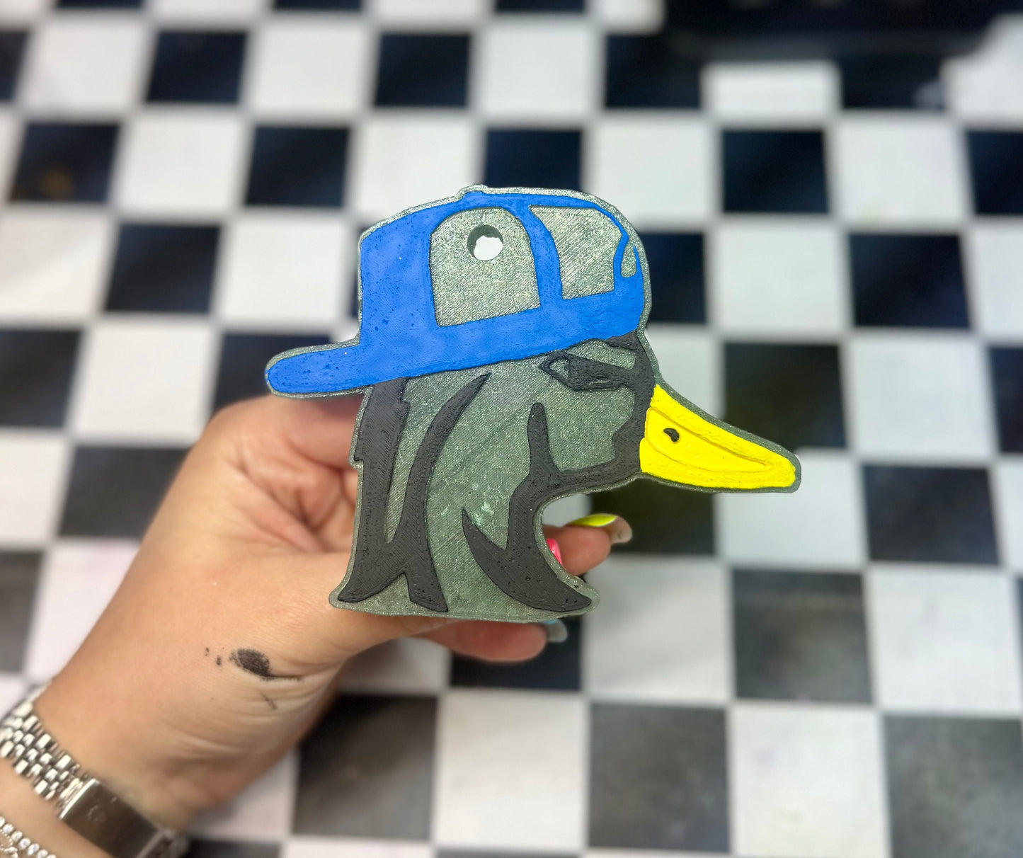 Backwards Hat Mallard Car Freshie