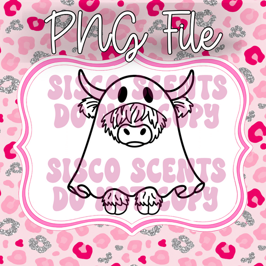 Highland Cow Ghost PNG Digital Download