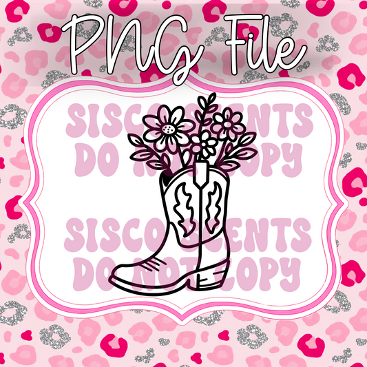 Boot With Flowers PNG Digital Download