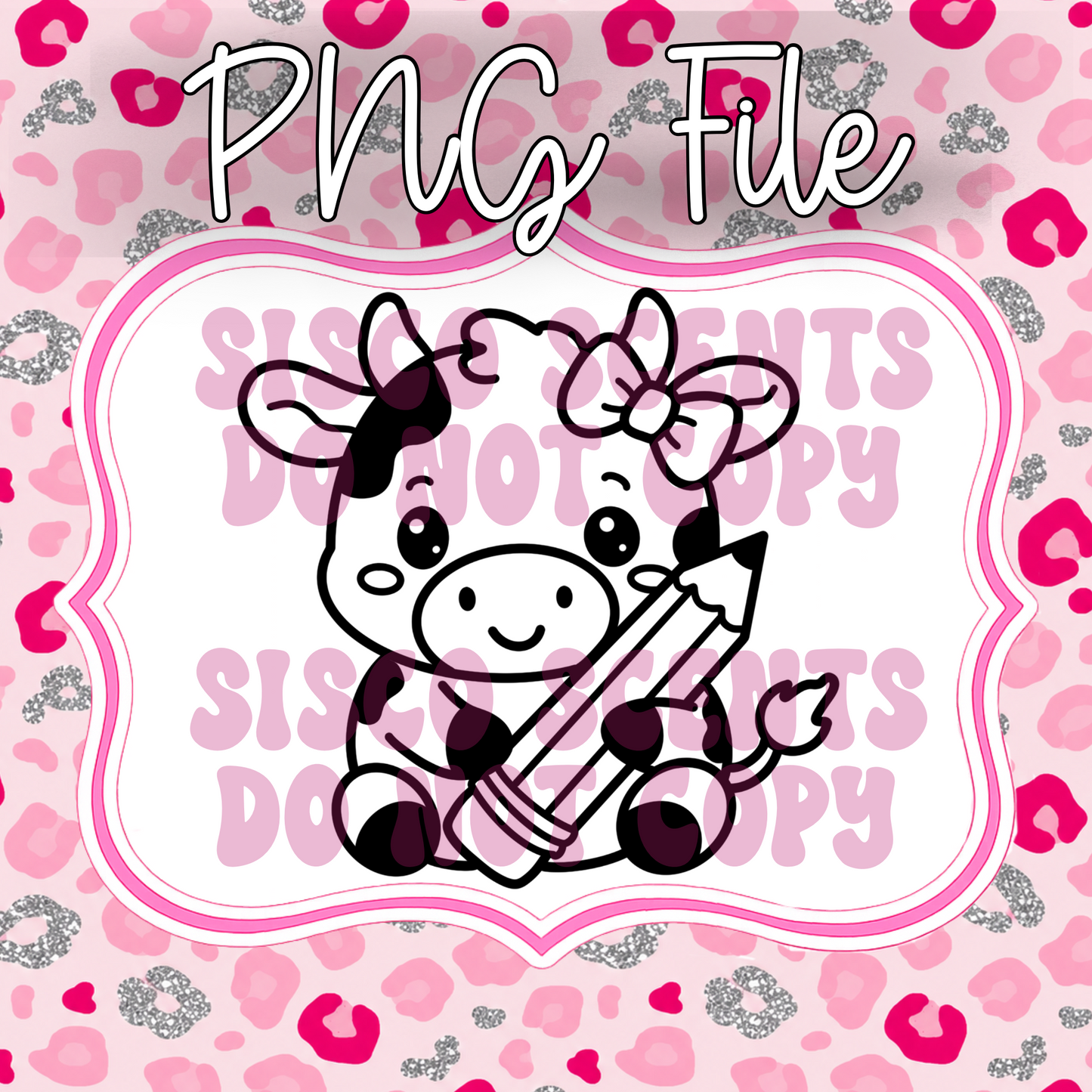 Cow With Pencil PNG Digital Download