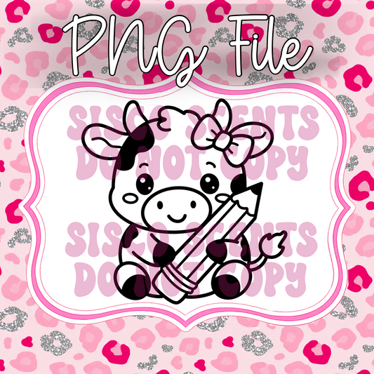 Cow With Pencil PNG Digital Download
